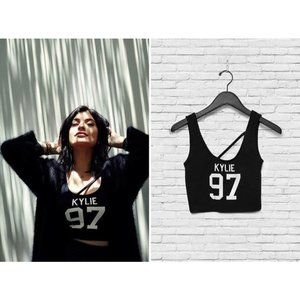 KENDALL + KYLIE Crop Black Tank " KYLIE 97 " KKEC23TK